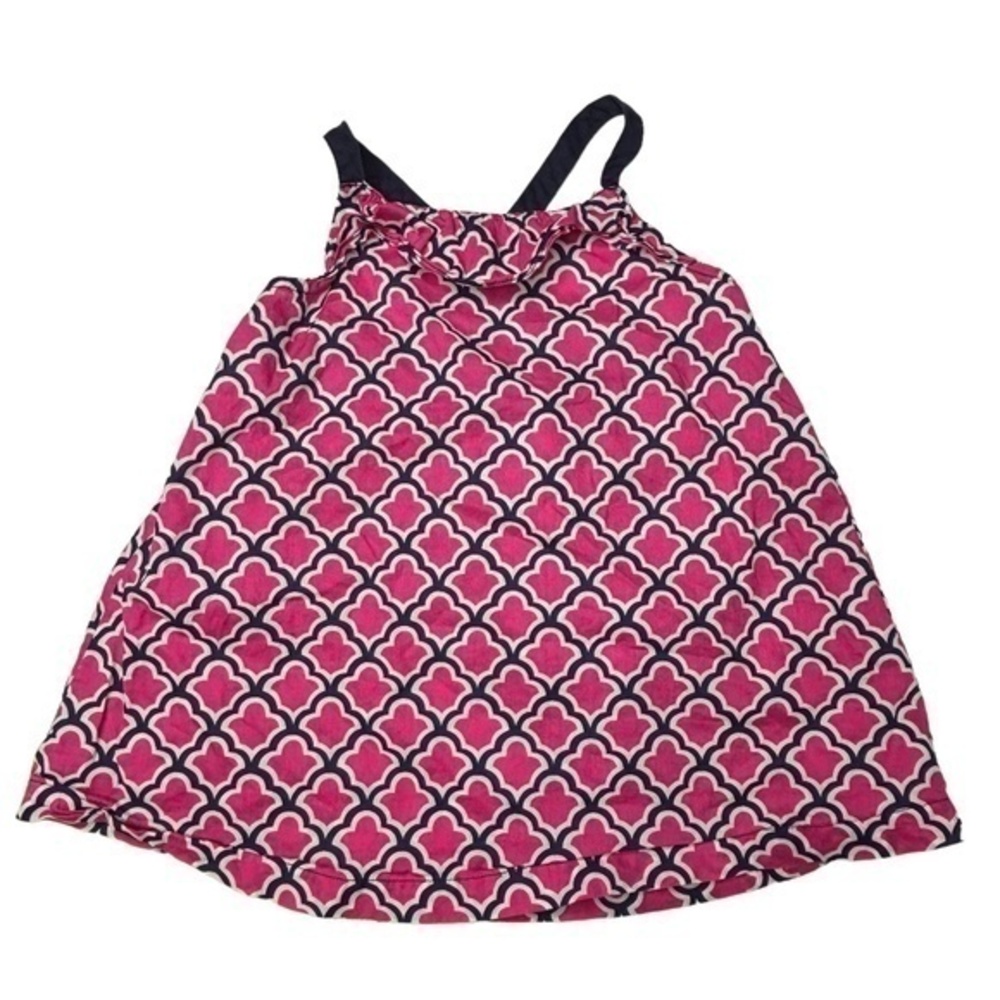 Gymboree Girls Top Size 6 Pink White Dark Blue Print Cotton Tank Top